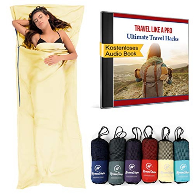 NirvanaShape ® Saco de Dormir para cabaña - Microfibra Muy Fina | Saco-sábana de Viaje y para Acampada | Saco de Dormir Interior, Funda | Ideal para c