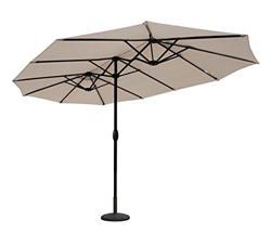 Sekey® Aluminio Sombrilla Parasol de Doble Juego para terraza jardín Playa Piscina Patio diámetro 460 cm x 270 cm Protector Solar UV50+ Crudo en oferta