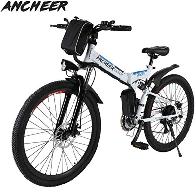 Ancheer Bicicleta Eléctrica de Montaña Bicicleta Eléctrica de 26 Pulgadas Plegable con Batería de Litio (36V 250W) 21 Velocidades de Suspensión Comple