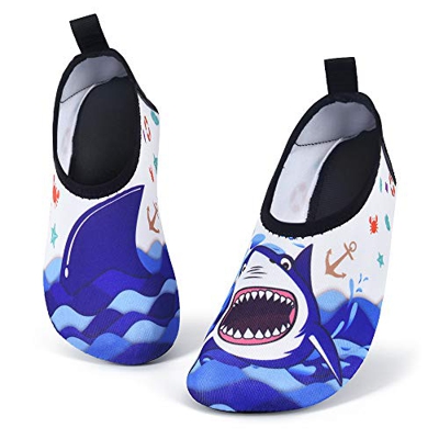 AMZTM Zapatos de Agua para Niño Chicos, Tiburón Zapatillas Acuáticas Secado Rápido Tipo Calcetines Descalzado, Escarpines Deportivos para Paseo Playa 