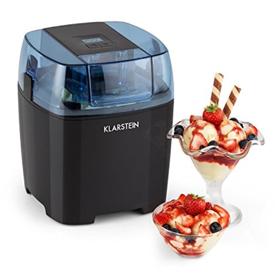 Klarstein Creamberry Máquina de helado -10 W de potencia, Capacidad 1,5 litros, Bajo consumo, Rápida elaboración en 20 minutos, Fácil de utilizar, Apa