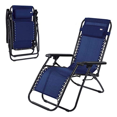 Aktive Beach - Tumbona Gravedad Cero Reclinable y Plegable Azul, 65 x 178 x 110 cm, 62190