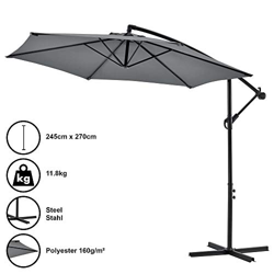 [casa.pro] Sombrilla Colgante Parasol excéntrico para Balcón Terraza Jardín Diámetro Pantalla 270 cm Protector Ajustable Mástil de Acero con Manivela  características
