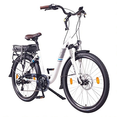 NCM Munich Bicicleta eléctrica Urbana, Bici de Paseo, 250W, Batería 36V 13Ah 468Wh, (26" Blanco)