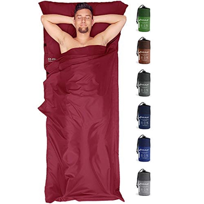 Fit-Flip Saco de Dormir Ultraligero, Forro de Saco de Dormir de Microfibra con Compartimiento de Almohada añadido, Sábana de Dormir Tambien como Forro
