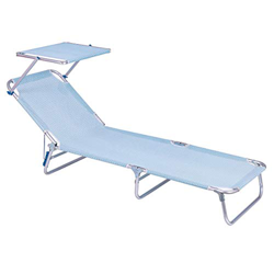 LOLAhome Tumbona Playa con Visera Parasol de Aluminio con 3 Posiciones (Azul y Blanco) precio