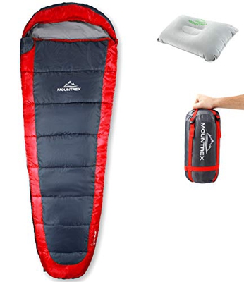 Saco de Dormir MOUNTREX® - Ultraligero y Compacto (850g) | Saco de Dormir de Verano para Exteriores - Saco de Dormir con Capucha (205x75cm) | Saco de 