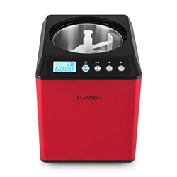 Klarstein Vanilla Sky Red Edition - Heladera, Máquina para hacer helados, Compresor 180W, Recipiente de 2L, Helado en 30-40 minutos, Acero inoxidable, características
