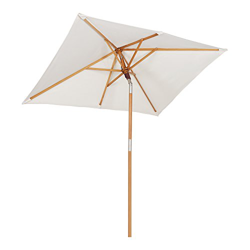 Sekey® sombrilla Parasol de Madera para terraza jardín Playa Piscina Patio 200 × 150 cm Crudo/Crema rectángulo Protector Solar UV50+ características