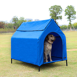 AmazonBasics - Caseta para mascotas, elevada, portátil, grande, azul en oferta