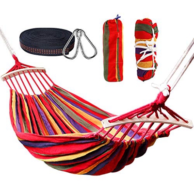 Nakeey Hamacas Dobles 280 x 150 cm, Hamacas Colgantes Jardin al Aire Libre Cama Portátil de Lona con Cuerdas para Acampar Capacidad de 300kg, para Jar