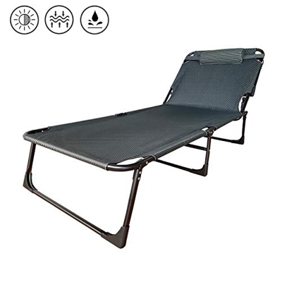 Soontrans Tumbonas Jardin Exterior Playa Silla Plegable Visera de 3 pies de Aluminio y Textileno con Reposacabezas Extraíble para Jardin Camping(Azul)