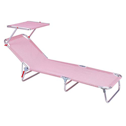 LOLAhome Tumbona Playa con Visera Parasol de Aluminio con 3 Posiciones (Rojo y Blanco) en oferta