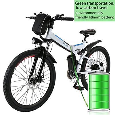 Profun Bicicleta Eléctrica Plegable con Rueda de 26 Pulgadas, Batería de Iones de Litio de Gran Capacidad (36 V 250 W), Suspensión Completa Calidad y 
