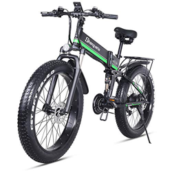 26 pulgadas neumático gordo Bicicleta eléctrica 1000W 48V Nieve E-bici Shimano 21 Velocidades Beach Cruiser Hombre Mujeres Montaña e-Bike Pedal Assist en oferta