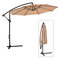 RR Sombrilla Parasol de para Terraza Jardín Patio Ajustable Protección Solar UV (Marrón Claro) en oferta