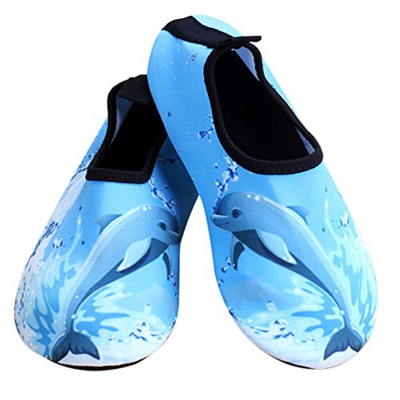 KESYOO Calcetines Aqua Zapatos de Agua de Playa Zapatos de Natación Descalzo Patrón de Delfín Antideslizante para Niños Calzado (26-27 Yardas 17. 5Cm 