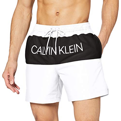 Calvin Klein Medium Drawstring Bañador, Blanco (PVH Classic White YCD), Hombre