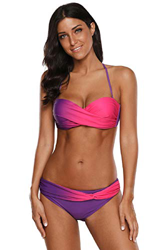 Voqeen Bikinis Mujer Push Up Bikinis 2020 Bandeau Top Traje de Baño Mujer Sexy Conjuntos de Bikini Reversibles 2pcs Halter Cuello Bikini precio