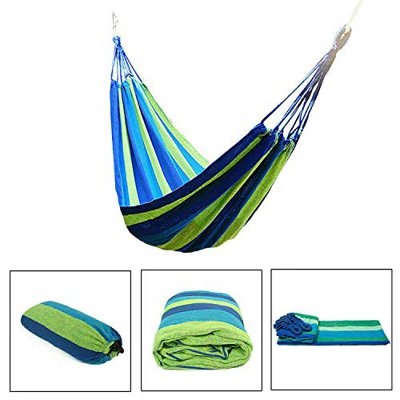 TEKSHOPPING Hamaca colgante de jardín, camping, senderismo y actividades al aire libre Medidas 260 cm x 80 cm con peso total 150kg máx., Verde
