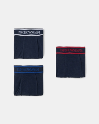 Emporio Armani - Pack De Tres Boxers De Punto De Hombre Azules