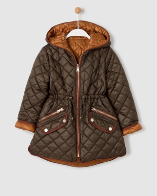 Bass 10 - Parka Reversible De Niña Bicolor De Plumas