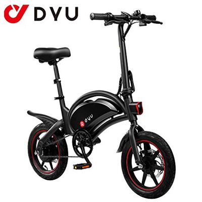 AmazeFan DYU D3F Bicicleta eléctrica Plegable de montaña, Bicicleta de aleación de Aluminio de 240 W, batería extraíble de Iones de Litio de 36 V / 10