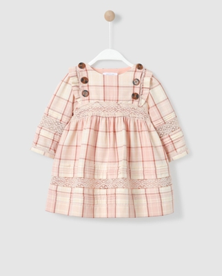 Bass 10 - Vestido De Bebé Niña De Cuadros Y Puntillas