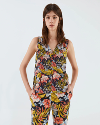 Sfera - Top De Mujer Estampado Con Botones precio