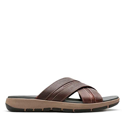 Clarks Brixby Cross, Sandalia con Pulsera para Hombre, Marrón (Dark Brown Leather-), 43 EU