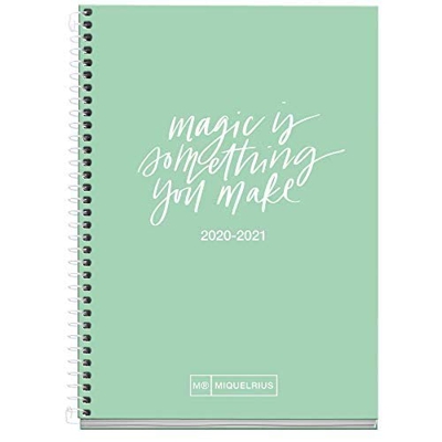 MIQUELRIUS - Agenda Escolar Write Curso Lectivo 2020-2021, Español, Semana vista, Tamaño 117x174 mm, Papel 70 g, Cubierta cartón extraduro, Color Ment