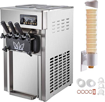 Anhon Máquina de Helados Profesional Soft Heladera Maquina Helados Soft Comercial Maquina Helados Soft YKF-8228T con 2 + 1 Sabores Vertical 2200W Máqu