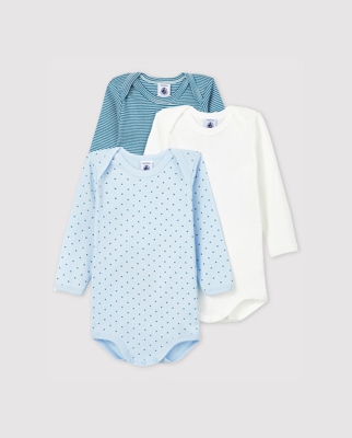 Petit Bateau - Pack De 3 Bodys De Bebé Niño Manga Larga