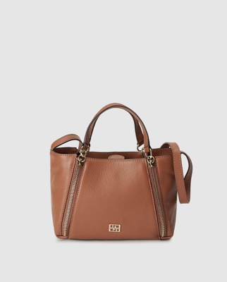 Gloria Ortiz - Bandolera Pequeña De Mujer Totem De Piel En Camel Con Logotipo Frontal