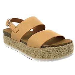 Sandalias Mujer Cuña Piel Plataformas Alpargatas Punta Abierta 5 CM Tacon Verano Tobillo Hebilla Zapato de Playa Moda Fiesta Beige 39 precio