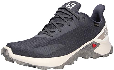Salomon ALPHACROSS Blast GTX, Zapatillas de Trail Running para Hombre, Color: Gris (Ebony/Vanilla Ice/Vintage Kaki), 42 2/3 EU