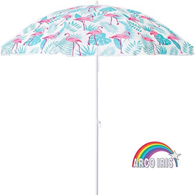 Arcoiris Sombrilla Playa Parasol terraza de Aluminio Protección Solar UPF+50 (220 cm, Flamengo)