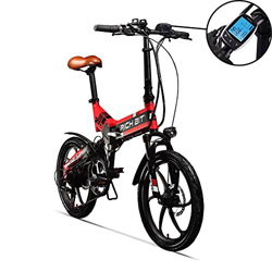 GUOWEI Rich bit RT-730 48V 8Ah batería de Litio Popular Suspensión Completa Bicicleta eléctrica Plegable Nueva Pantalla LCD Inteligente (Black-Red) precio