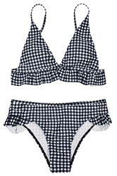 heekpek Bikini a Cuadros Top Triángulo Relleno Braga con Volantes para Mujer características