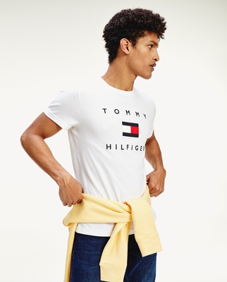 Tommy Hilfiger - Camiseta De Hombre Blanca De Manga Corta