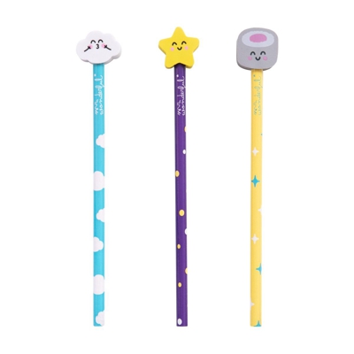 Mr.Wonderful - Set De Lápices Con Gomas Con Formas .