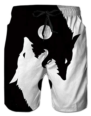 Spreadhoodie Lobo Cortocircuitos De La Playa Bañador para Hombre Secado Rápido Bañadores Vacaciones Deporte Natacion Ligero Shorts XL