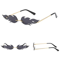 Kylewo Gafas de Sol de Las Mujeres- Gafas de Sol Creativas en Forma de Llama Gafas de Sol de Metal para Mujer para Hombre, Gafas de Sol de Estilo Punk en oferta