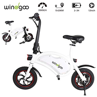 Windgoo Bicicleta Electrica 36V Plegable - E-Bike 12", Actualizar Bici Electrica Urbana Ligera para Adulto (Blanco)