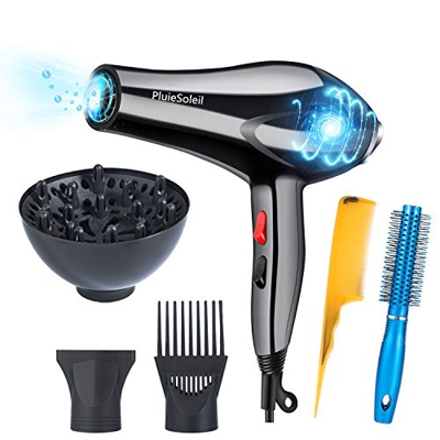 PluieSoleil Profesional Ionico Secador de Pelo con Difusor, Secador de Cabello AC-Motor 3000W para las Mujeres, Silencioso Secador de Pelo para el Hog