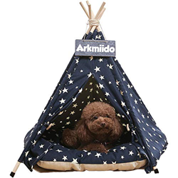 Arkmiido Tienda para mascotas con cama, Casa de lona para perros y gatos, Tipi para mascotas con cojín de 60 cm, Bajo techo, en exteriors. características