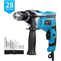 Taladro de Percusión 850W Tilswall,Taladro Percutor Eléctrico de 3000 RPM,Taladro Oscilante,15 Accesorios,Disparador de Velocidad Variable,Mango Auxil en oferta