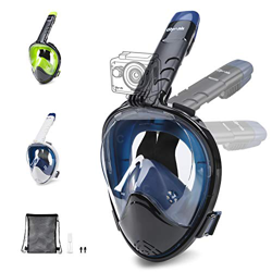 Glymnis Máscara de Buceo 180° Máscara Snorkel Anti-Fuga Gafas Cara Completa con Agente Antivaho Apoyo Camara Deportiva (Negro y Azul, S/M) precio