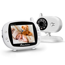 Powerextra Vigilabebé Bebé Monitor Inteligente con LCD 3.5" Cámara Visión Nocturna Cámara Vigilancia Bebé Temperatura Diálogo Canción de cuna Color Bl precio