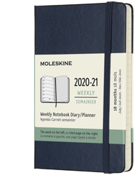 Moleskine 18 Months Weekly Note Calendar Hard Cover Pocket 2020/2021 - blue características